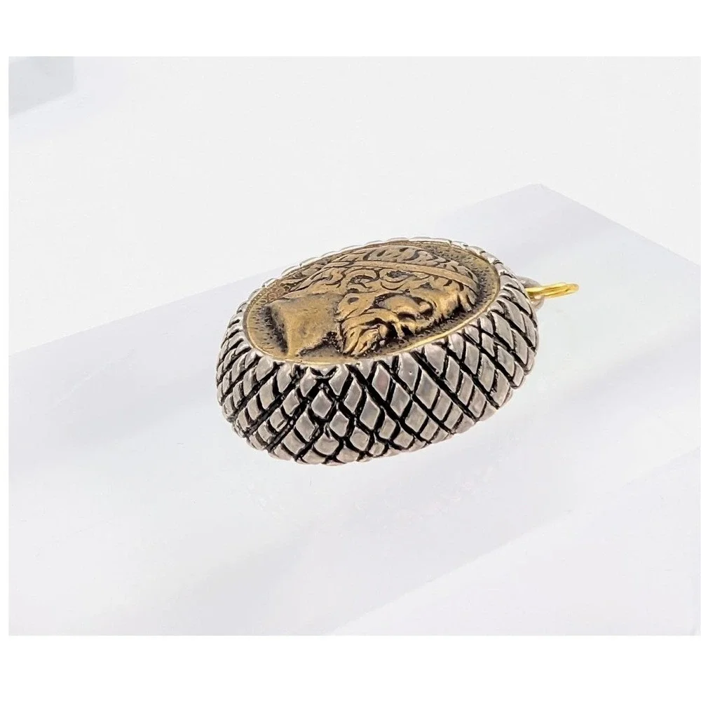 Greek Revival‎ Pendant Vintage Button Two Tone Upcycled Repurposed